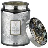 Voluspa White Currants & Alpine Lace Large Embossed Glass Doftljus 