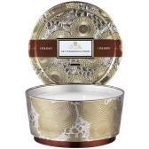 Voluspa Gilt Pomander & Hinoki 3-Wick Pedestal Tin Doftljus 